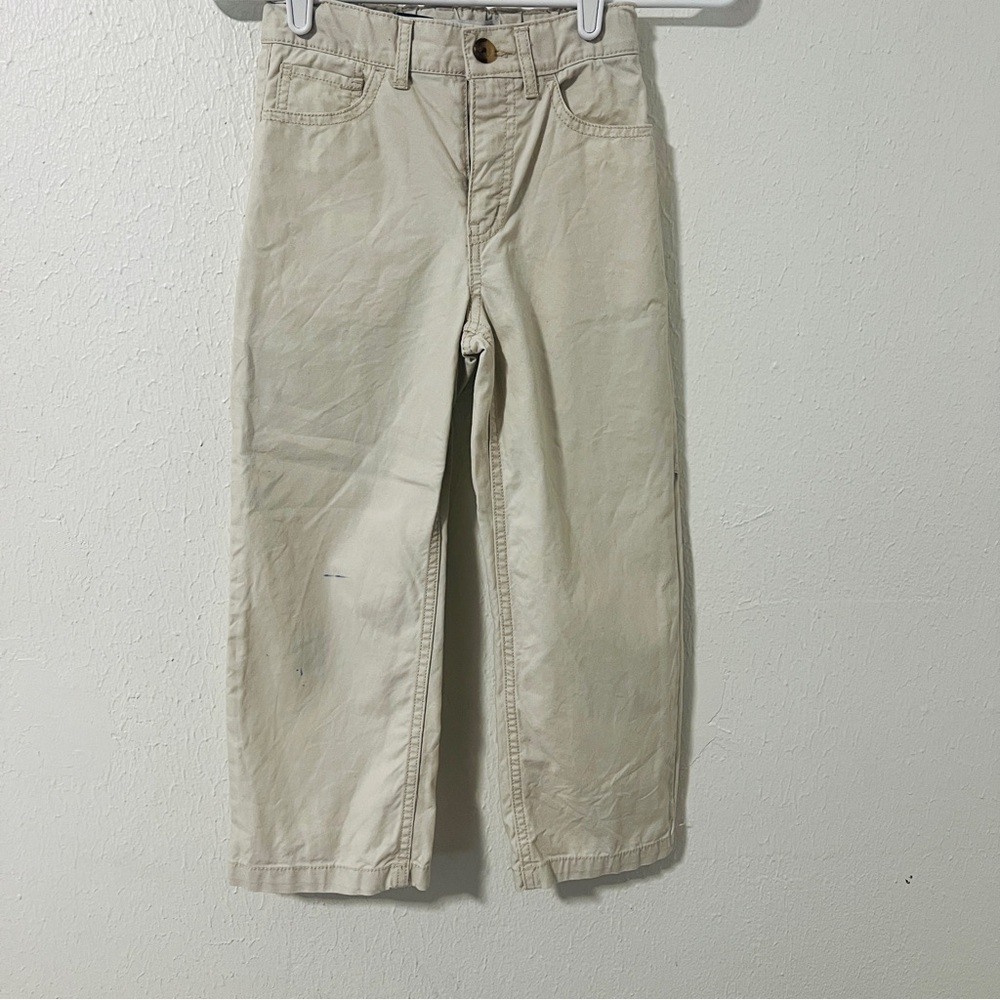 Old Navy Kids Boys Size 6 Baggy Carpenter Beige Pants Stain on Pant Leg See Pics